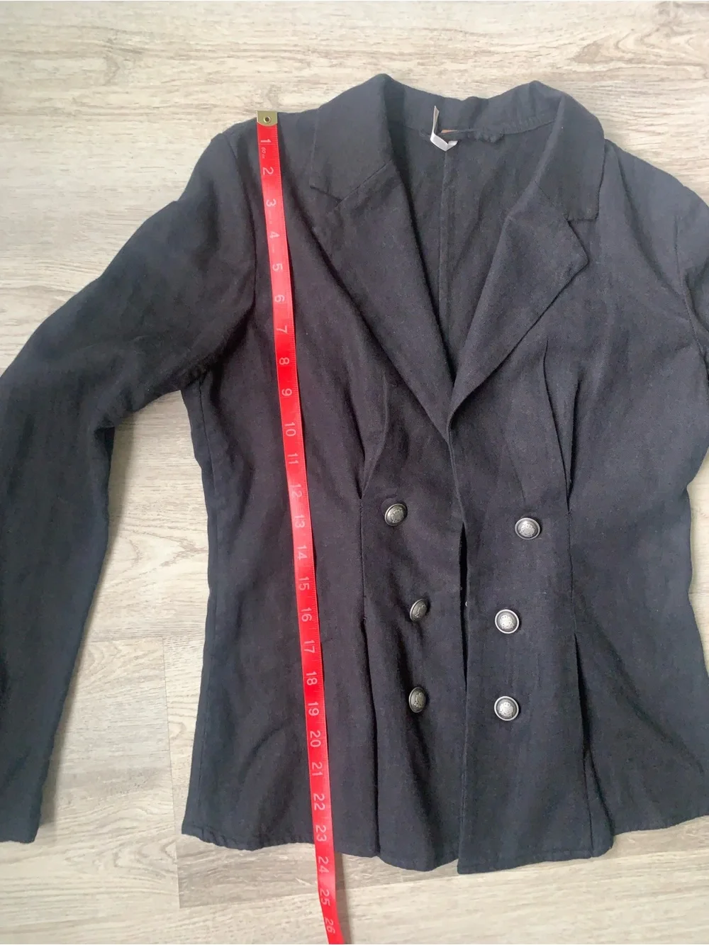 Free People Black linen blend Double-Breasted Tailored Blazer - Picture 10 of 16